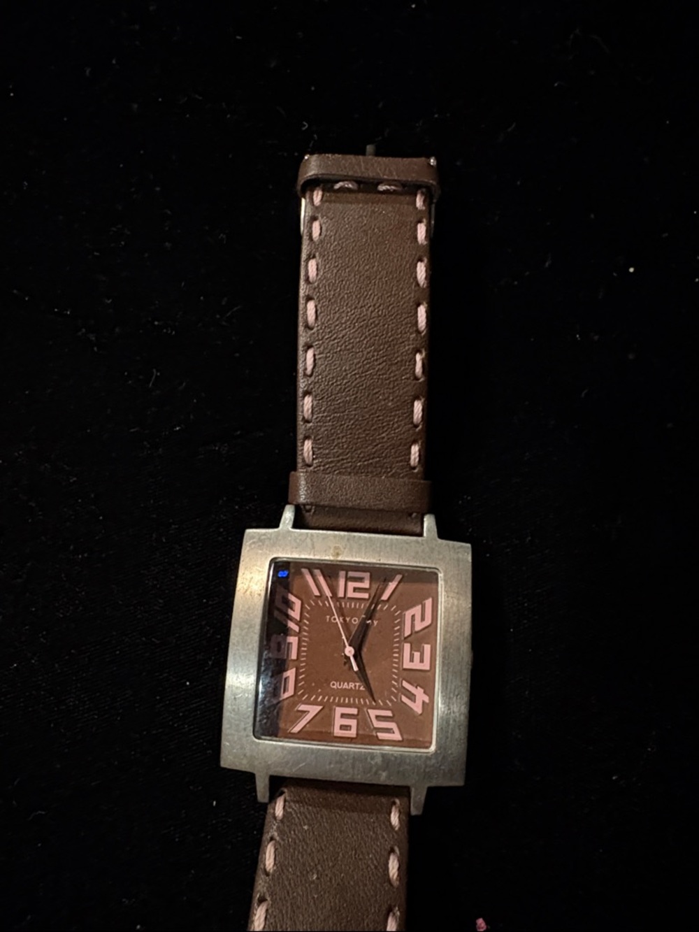 TOKYObay Brown Watch with Pink Numerals